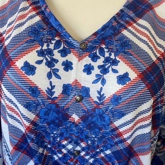 Style & Co Women's Size 3X Boho Plaid Knot Front Top New - Picture 3 of 9